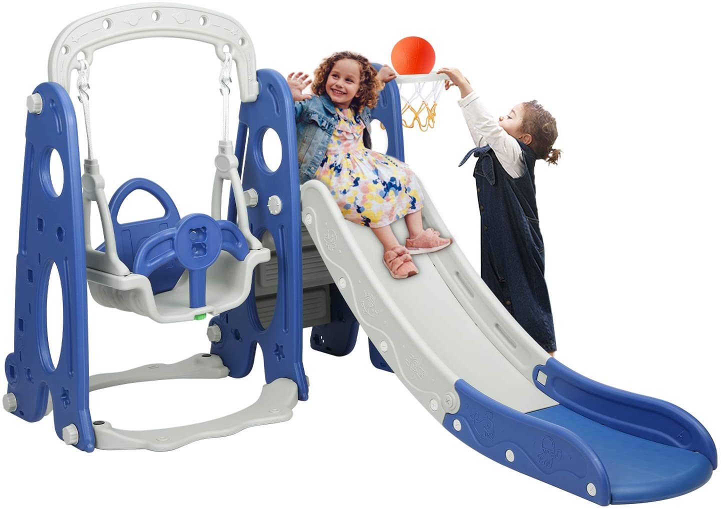 BAHOM 3 in 1 Climber Slides Playset