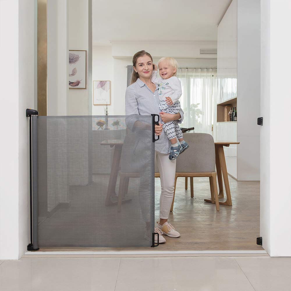 EasyBaby Products Extra Wide and Extra Tall Indoor Outdoor Retractable Baby Gate