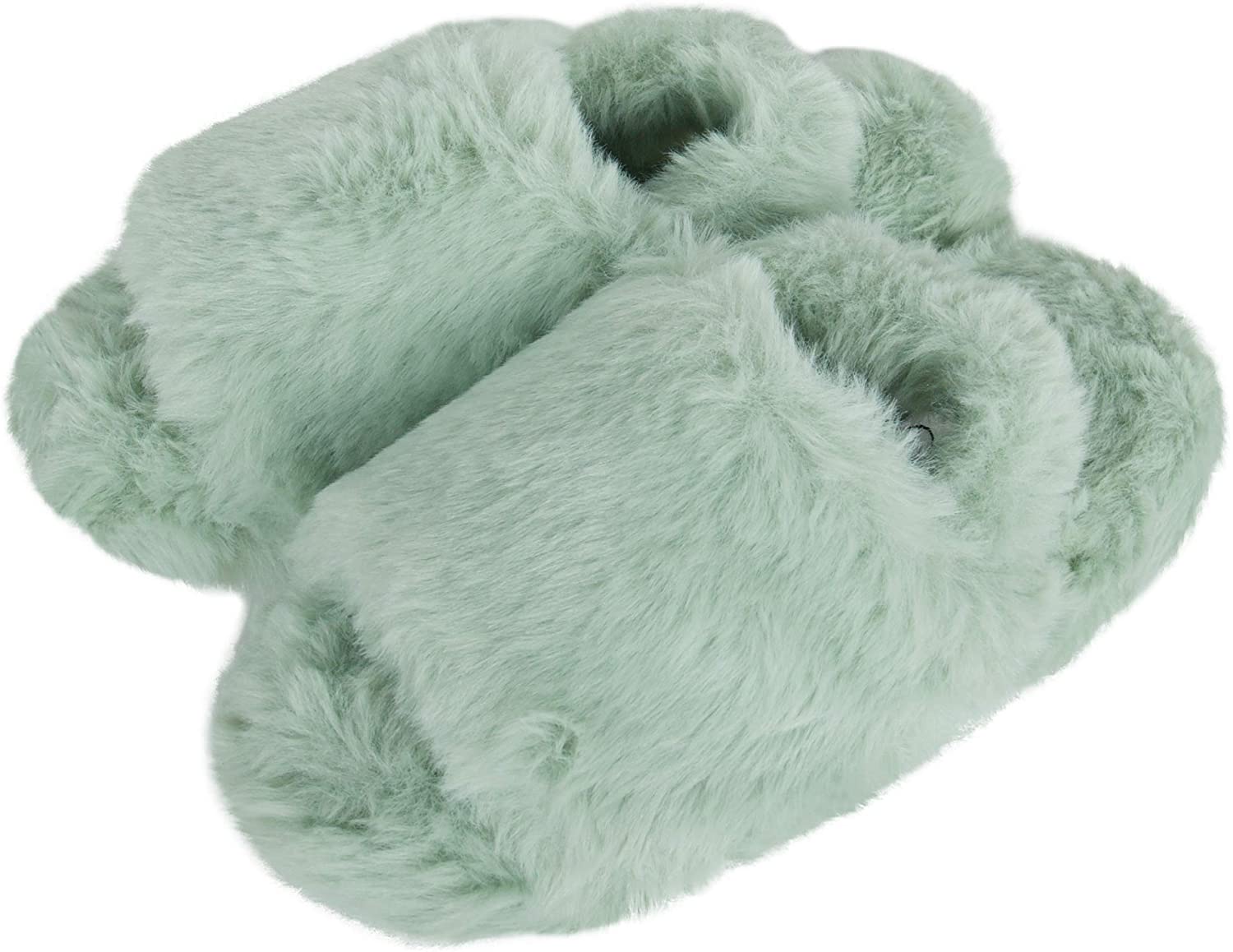 Jessica Simpson Girls Plush Faux Fur Slip-on House Slippers With Memory Foam