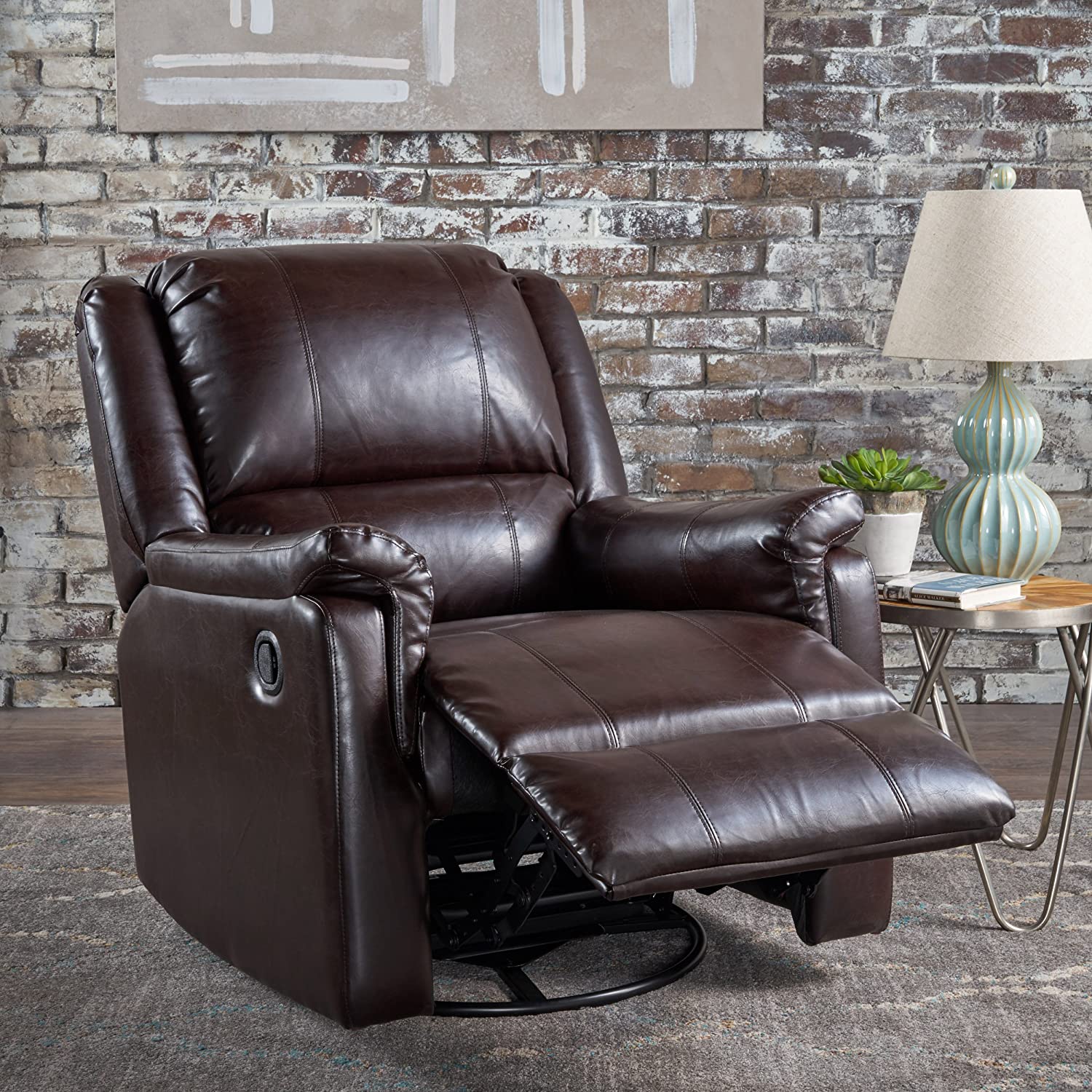 Christopher Knight Home Jennette Tufted Leather Swivel Gliding Recliner